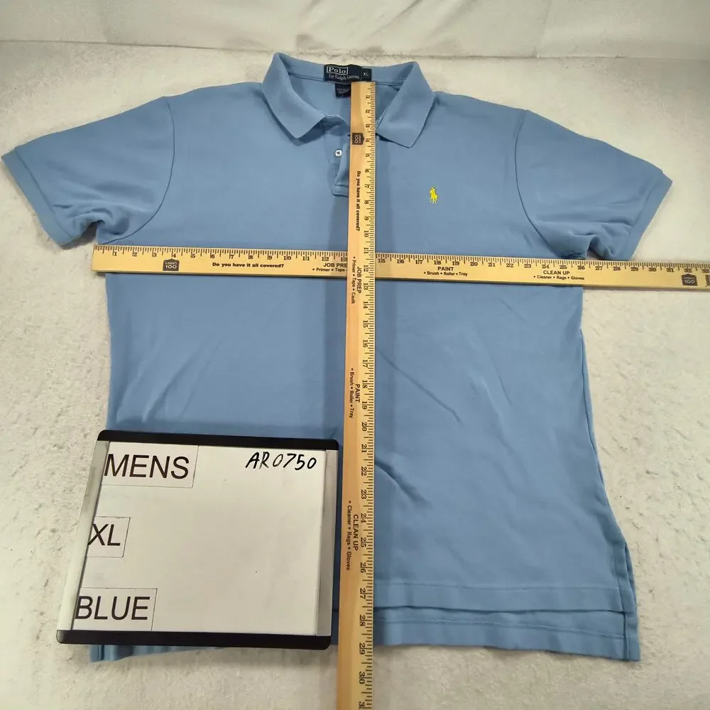 Polo by Ralph Lauren Collared Short Sleeve Polo Shirt Mens Size XL Blue Yellow